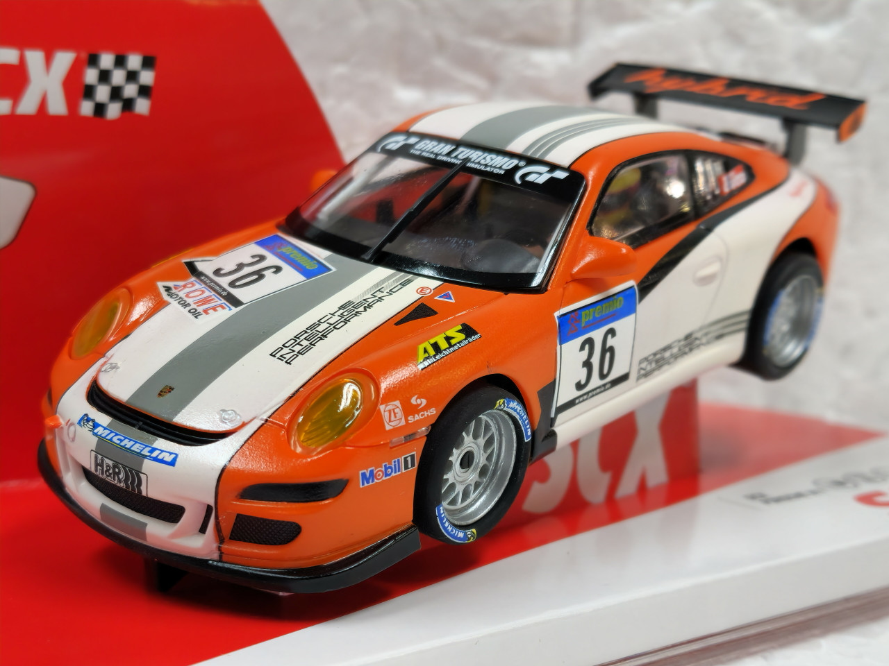 U10395X300 SCX Porsche 911 Hybrid, #36 with Lights 1:32 Slot Car