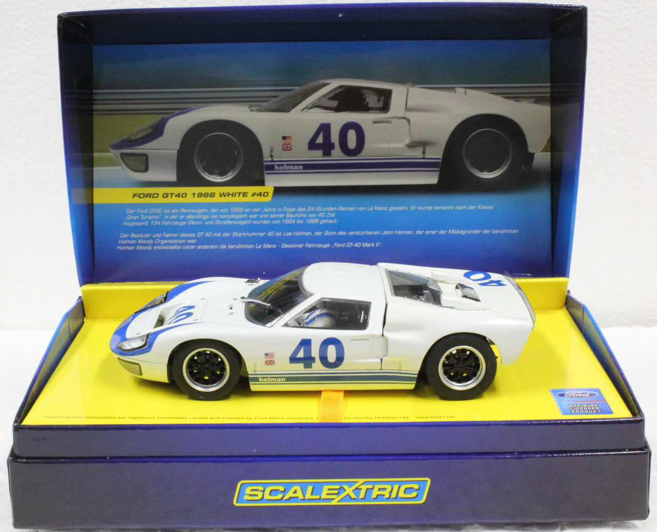C2943A Scalextric Ford GT40 White, #40 1:32 Slot Car - Great