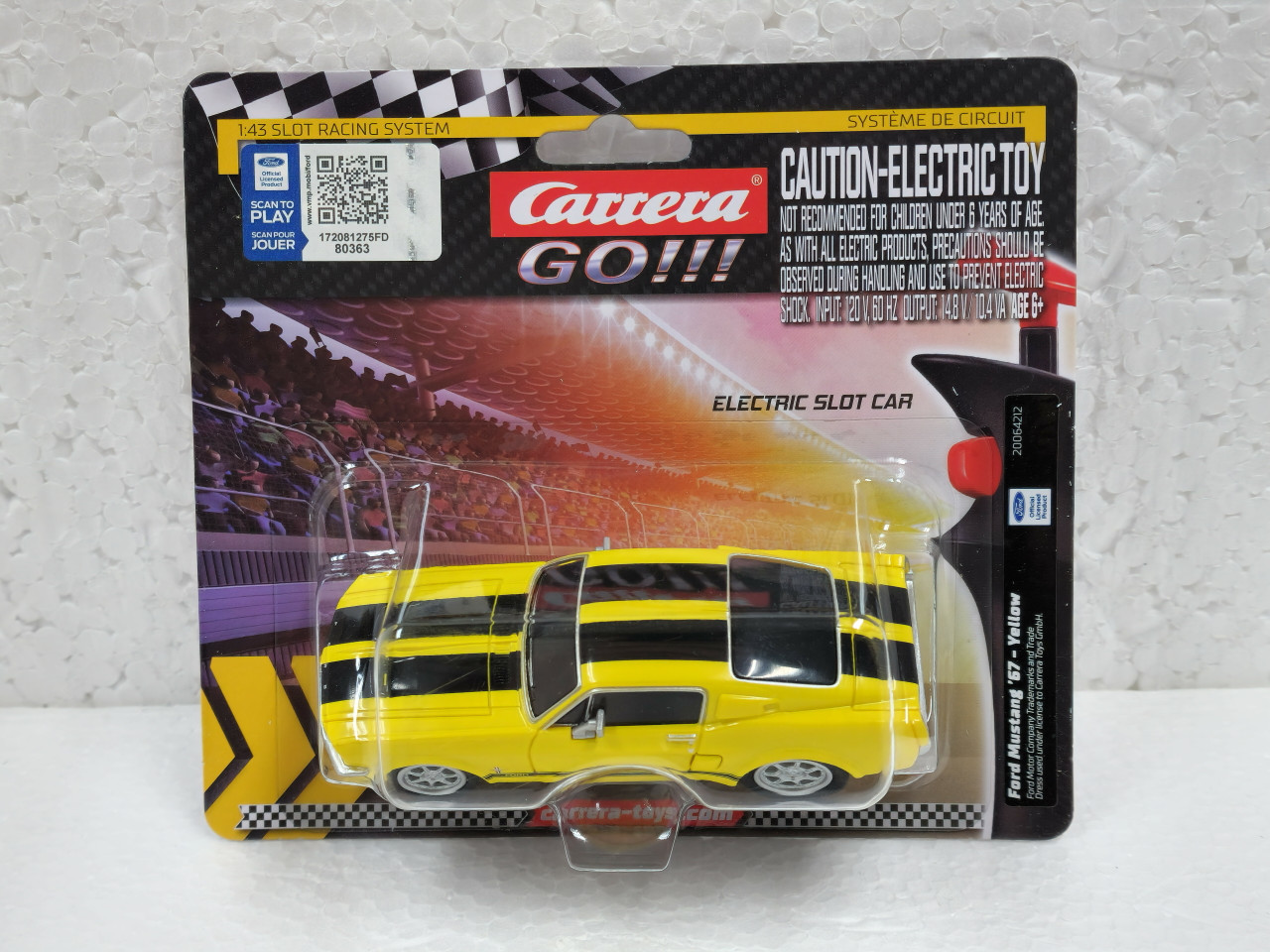 64212 Carrera GO!!! 1967 Ford Mustang Race Yellow 1:43 Slot Car