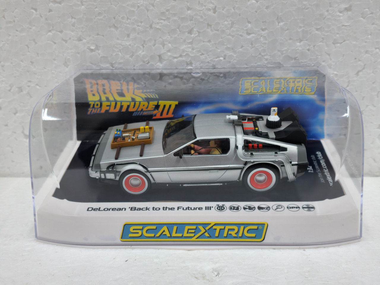 Scalextric Actionfigur Zurück In Die Zukunft 3 Slotcar / Rennbahn-Auto - Foto 3
