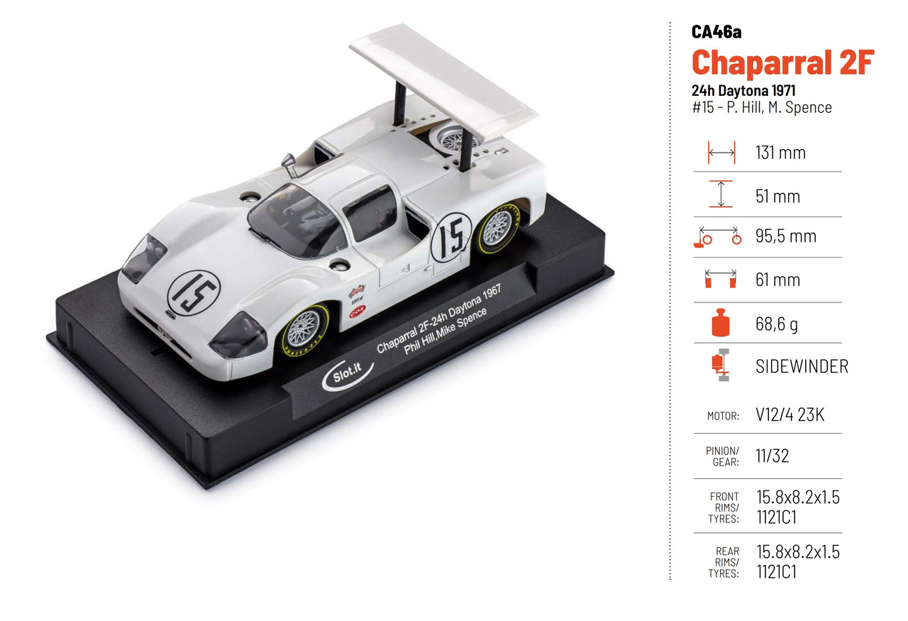 SICA46A Slot.it Chaparral 2F 24H Daytona 1967, #15 1:32 Slot Car