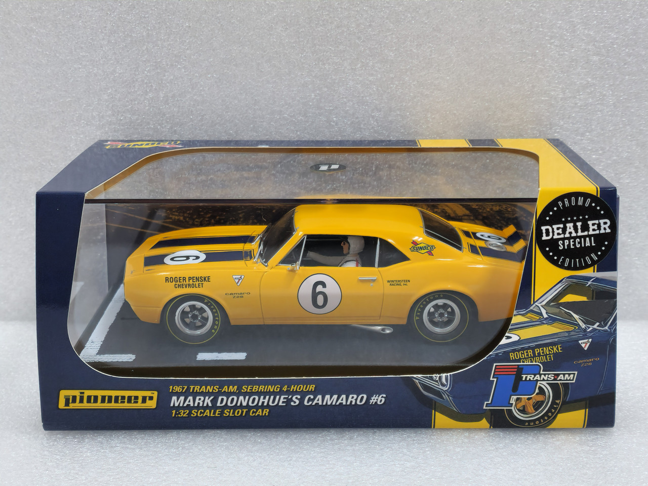 P155-DS Pioneer Chevrolet Camaro Z/28 Trans-Am 1967 Roger Penske Sunoco, #6  1:32 Slot Car