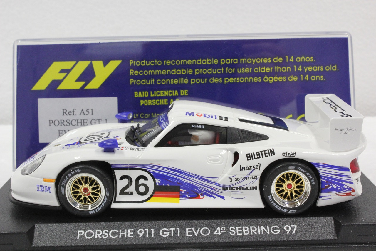 A51 Fly Porsche 911 GT1 EVO 4th SEBRING 1997 1:32 Slot Car