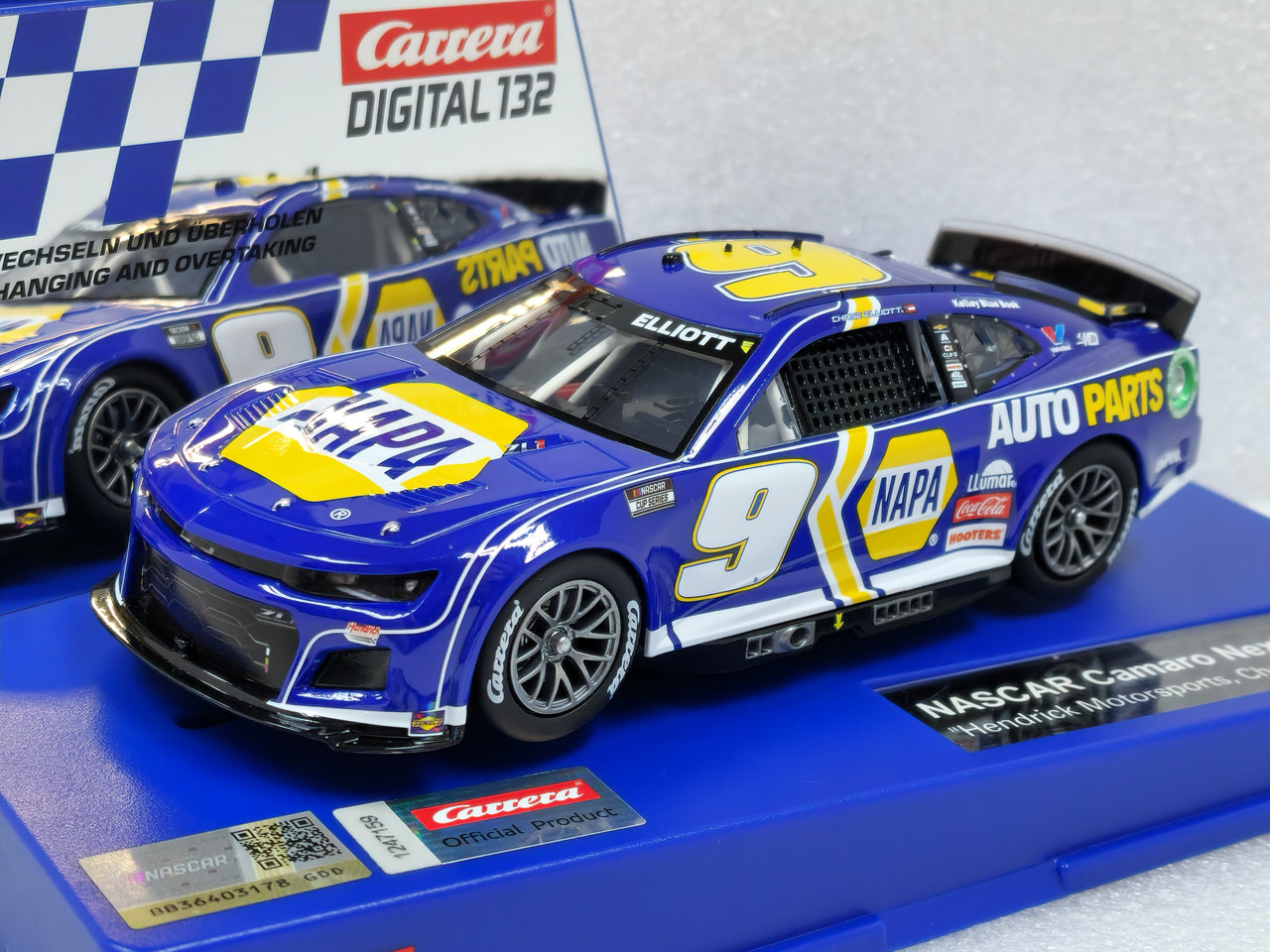 Carrera Digital 132 NASCAR Camaro NextGen ZL1 Chase Elliott No9 – Coche De Ranura A Escala 1:32 Con Luces Funcionales, Ideal Para Mayores De 8 Años