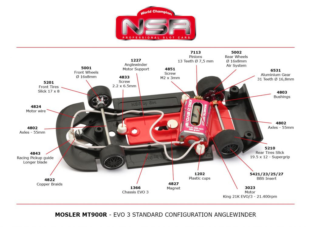 0445AW3 NSR Mosler MT900R Rocking Angel EVO3, #2 1:32 Slot Car