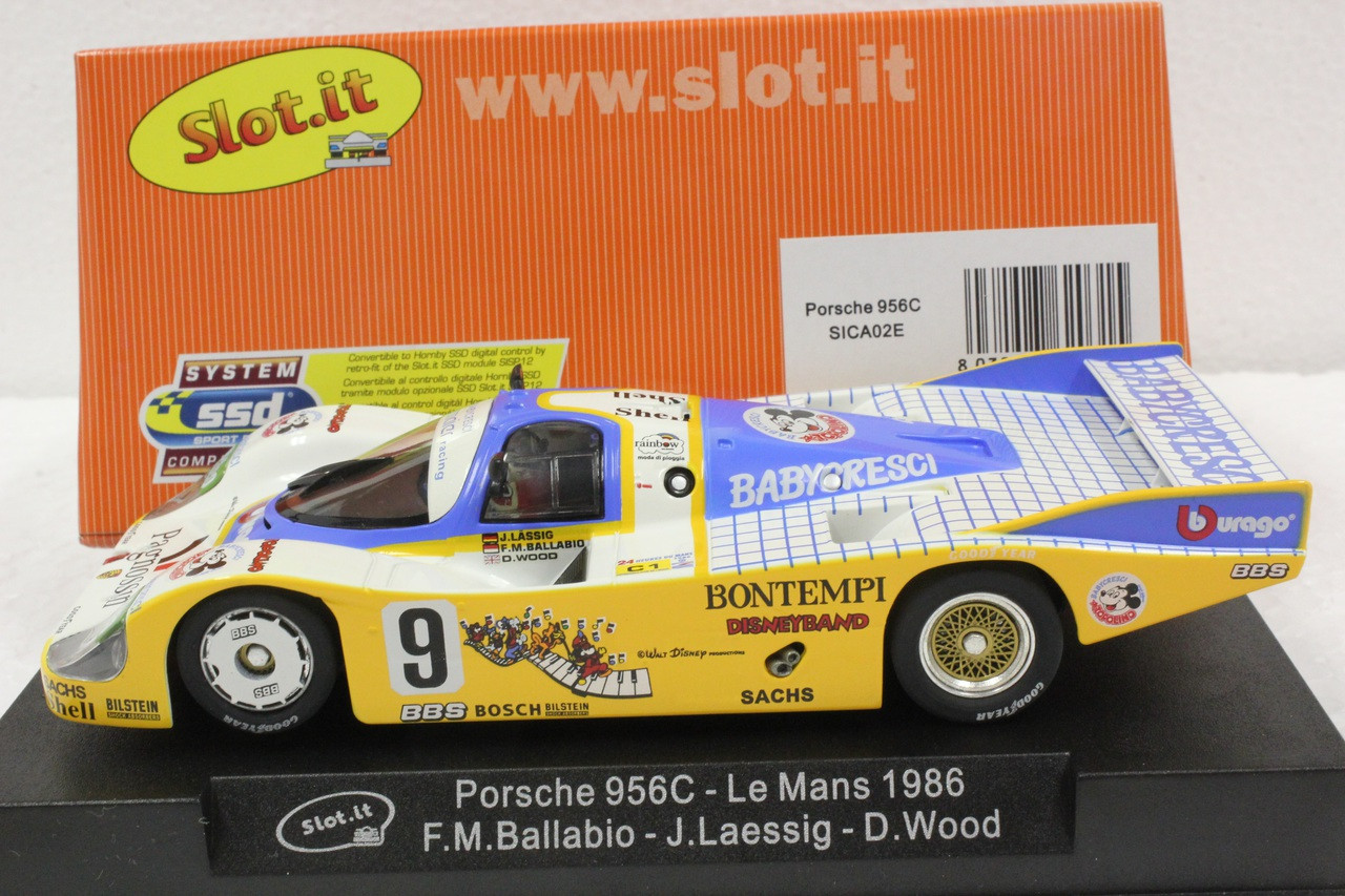 Slot.it Porsche 956C スロットカー1/32 SICA02E Slot.it Porsche 956C Le Mans 1986 #9, 1:32 Slot Car