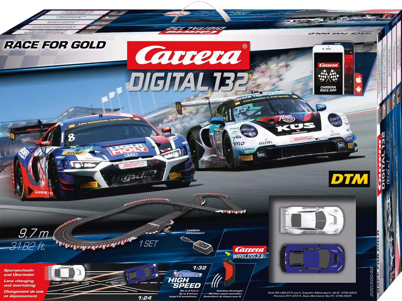 30040 Carrera Digital 132 Race for Gold 1:32 Slot Car Set - Great