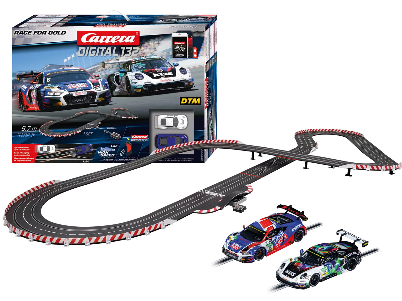 30040 Carrera Digital 132 Race for Gold 1:32 Slot Car Set - Great