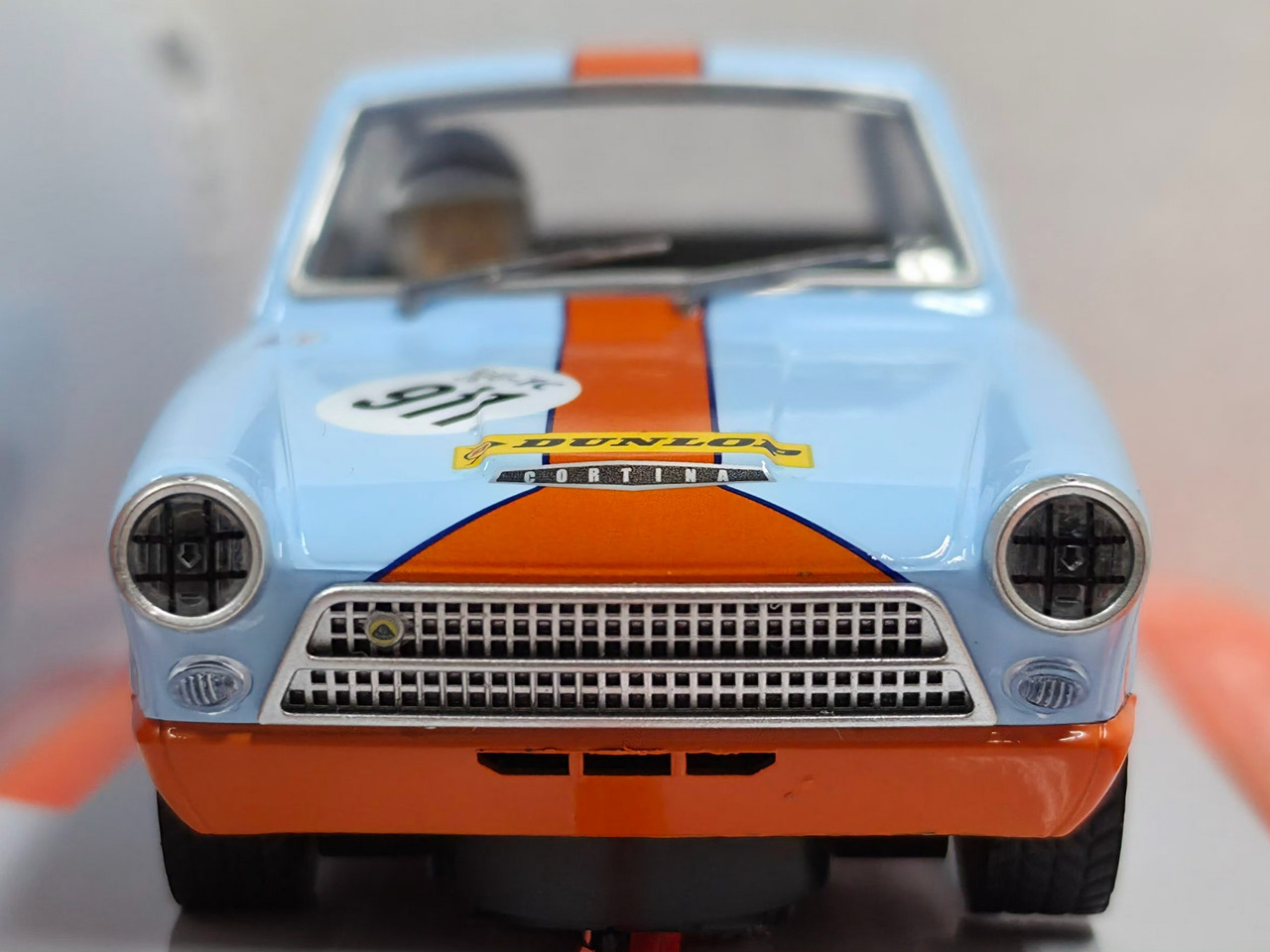 C4669 Scalextric Ford Lotus Cortina Gulf Edition, #911 1:32 Slot