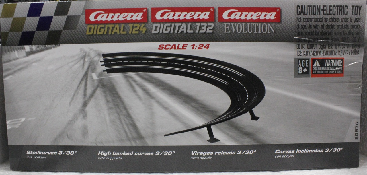 20576 Carrera High Banked Curve 3/30° (6 Pieces) 1:24 Slot Car Track -  Great Traditions