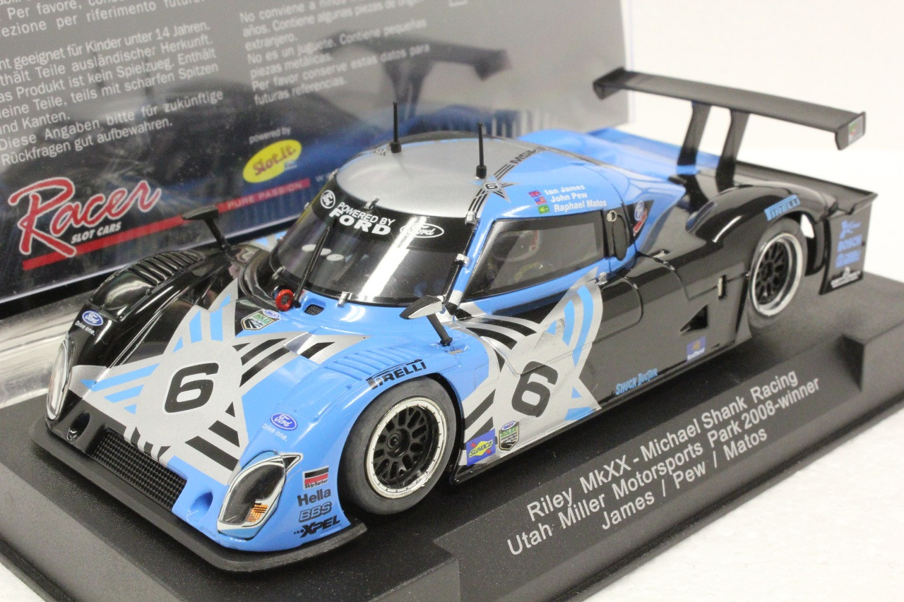 SW04 Racer Sideways Riley MkXX Daytona Prototype Michael Shank Racing Utah  Miller Motorsports Park 2008 Winner #6 James/Pew/Matos 1:32 Slot Car