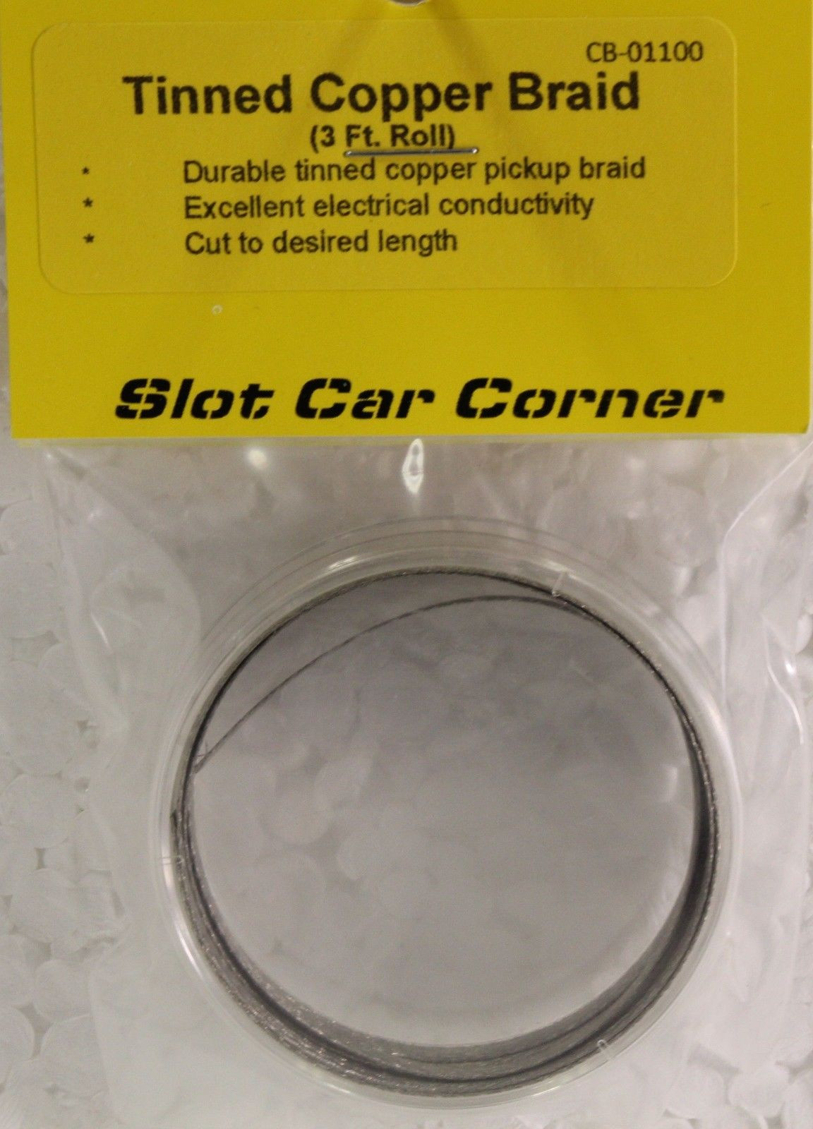 CB01100 Slot Car Corner Tinned Copper Braid (3 Feet) 132 Slot Car