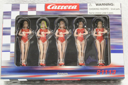 21113 Carrera Articulated Gridgirls Figures w/ Flags (5 Pieces) 1:32 Slot Car Track Accessory