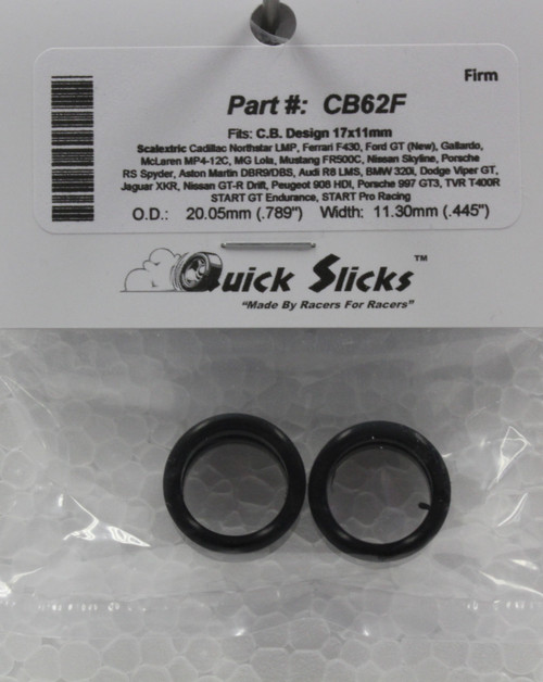 CB62F Quick Slicks Silicone Tires for 17x11mm Scalextric (listed) 1:32 Slot Car Part