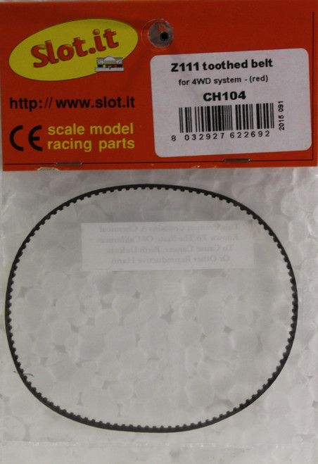 SICH104 Slot.it 4WD Transmission Belt 111-Tooth Red Stripe 1:32 Slot Car Part
