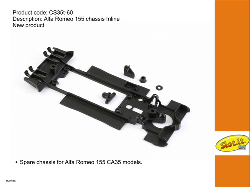 SICS35T-60 Slot.it Alfa Romeo 155 V6 Inline Chassis 1:32 Slot Car Part