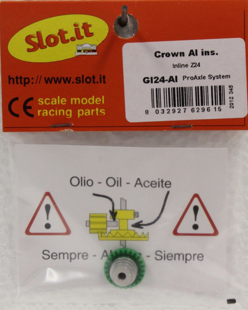 SIGI24-Al Slot.it 24 Tooth Polymer Inline Crown Gear 3/32 1:32 Slot Car Part