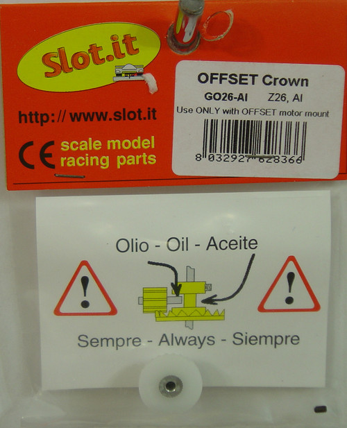 SIGO26-Al Slot.it 26 -Tooth Offset Inline Crown Gear 3/32 1:32 Slot Car Part