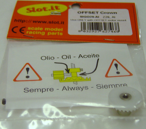 SIGO29-Al Slot.it 29 Tooth Offset Inline Crown Gear 3/32 1:32 Slot Car Part