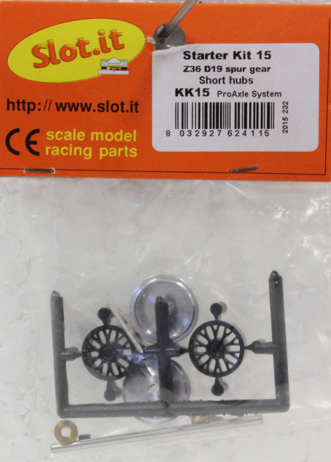 SIKK15 Slot.it Axle Kit - Gear, Wheels, Bearings, 3/32 Axle 1:32 Slot Car Part