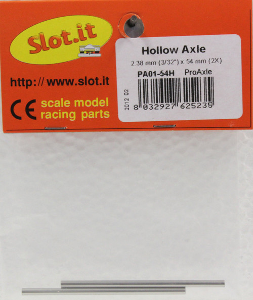 SIPA01-54H Slot.it 54mm (2) 3/32 Hollow Pro Axles 1:32 Slot Car Part
