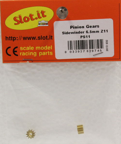 SIPS11 Slot.it 11-Tooth Brass Sidewinder Pinion 6.5mm 1:32 Slot Car Part