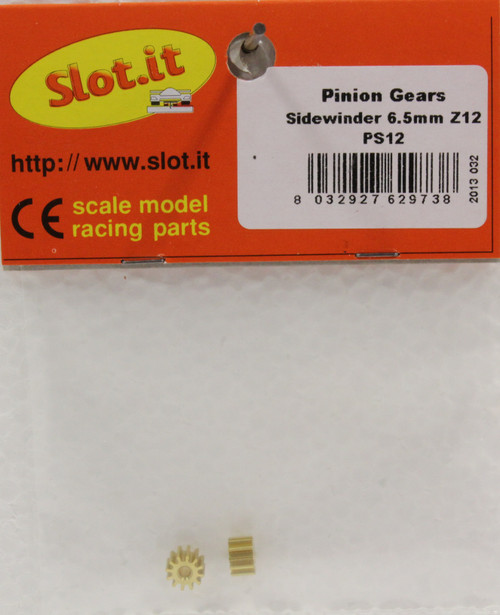 SIPS12 Slot.it 12-Tooth Brass Sidewinder Pinion 6.5mm 1:32 Slot Car Part