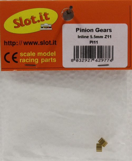 SIPI11 Slot.it 11-Tooth Brass Inline Pinion Gear 5.5mm 1:32 Slot Car Part