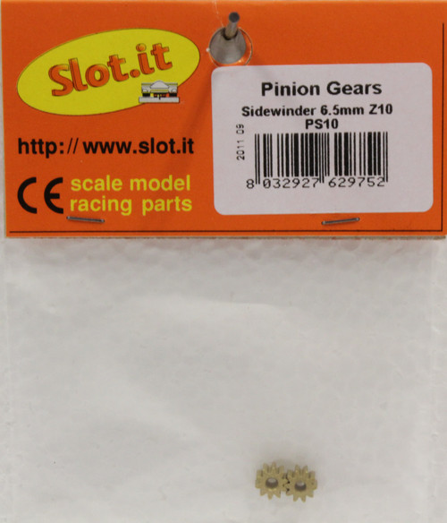 SIPS10 Slot.it 10-Tooth Brass Sidewinder Pinion 6.5mm 1:32 Slot Car Part