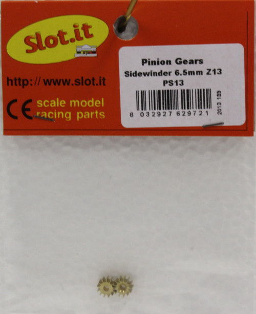 SIPS13 Slot.it 13-Tooth Brass Sidewinder Pinion 6.5mm 1:32 Slot Car Part