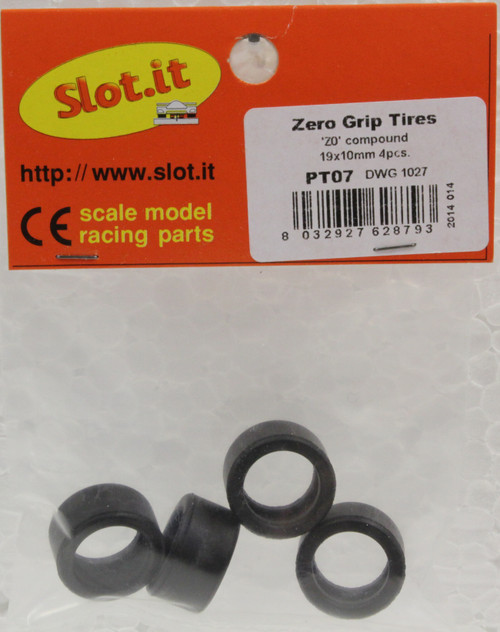 SIPT07 Slot.it Z0 Compound Zero Grip Tires 19mm x 10mm 4 Pcs 1:32 Slot Car Part