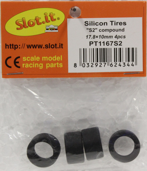 SIPT1167-S2 Slot.it S2 Compound Silicone Tires 17.8mm x 10mm 4 Pcs1:32 Slot Car Part