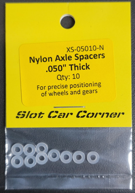 XS-05010-N Slot Car Corner Axle Spacers .050" Thick (10 Nylon) 1:32 Slot Car Part