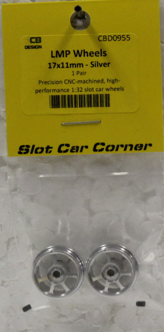 CBD0955 CB Design LMP Wheels 17x11mm (Silver) 1:32 Slot Car Part