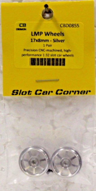 CBD0855 CB Design LMP Wheels 17x8mm (Silver) 1:32 Slot Car Part