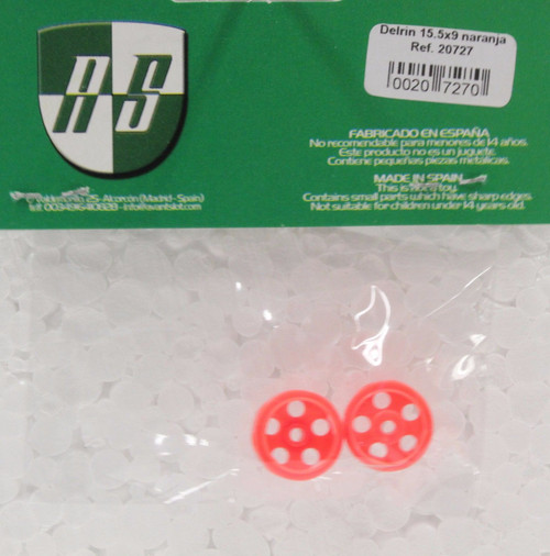 20727 Avant Slot Delrin Wheels 15.5x9mm Orange (2 Pieces) 1:32 Slot Car Part