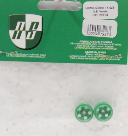 20728 Avant Slot Delrin Wheels 14.5x9mm Green (2 Pieces) 1:32 Slot Car Part
