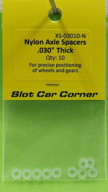 XS-03010-N Slot Car Corner 3/32 Nylon Axle Spacers .030" Thick (10 Pieces) 1:32 Slot Car Part