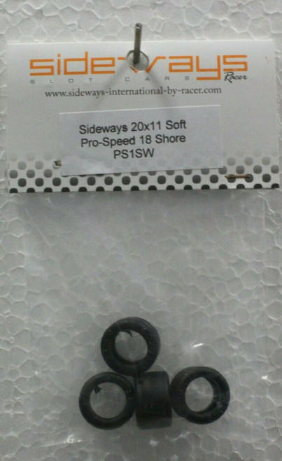 PS1SW Racer Sideways ProSpeed Soft Rubber Tires 20 X 10mm 18 Shore 1:32 Slot Car Part