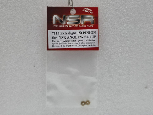 7115 NSR Extra Light 15-Tooth Pinion Gear Anglewinder 1:32 Slot Car Part