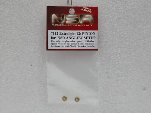 7112 NSR Extra Light 12-Tooth Pinion Gear Anglewinder 1:32 Slot Car Part
