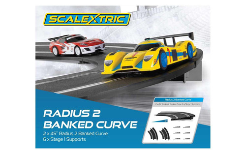 C8296 Scalextric Radius 3 10° Banked Curve 45° with Supports 1:32 Slot Car Track