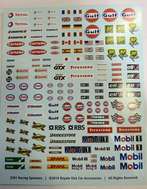Z301 Piranha Racing Sponsors Logos (160+) Water Slide Decal Sheet 1:32 Slot Car Part