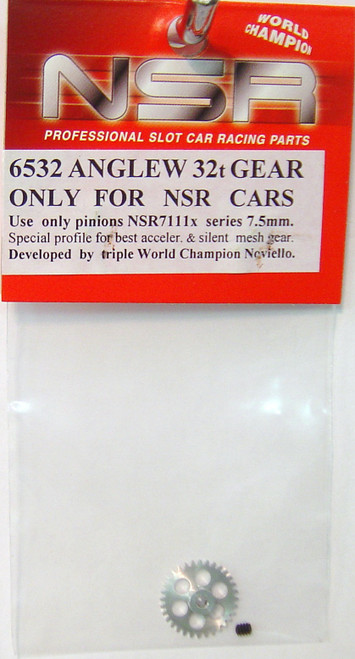 6532 NSR 32-Tooth Aluminum Anglewinder Gear 16.8mm 3/32 1:32 Slot Car Part