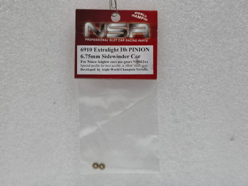 6910 NSR 10t Pinion Sidewinder Extralight Brass 6.75mm 2 pack 1:32 Slot Car Part