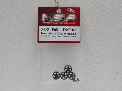 5435 NSR Ford P68 Alan Mann 16mm Wheel Inserts and Spinners 1:32 Slot Car Part