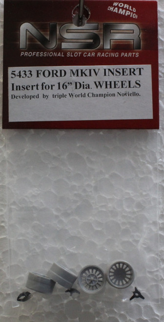 5433 NSR Ford GT40 MK IV 16mm Wheel Inserts and Spinners (4 Pieces) 1:32 Slot Car Part