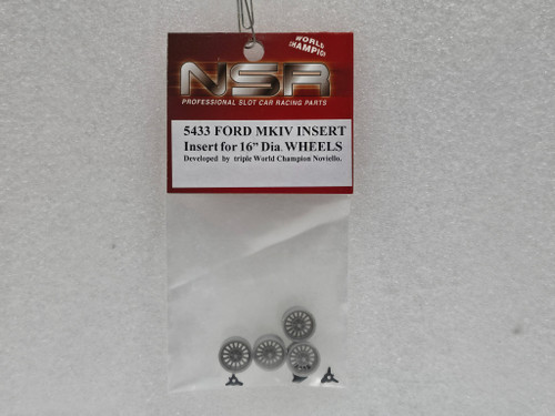 5433 NSR Ford GT40 MK IV 16mm Wheel Inserts and Spinners (4 Pieces) 1:32 Slot Car Part