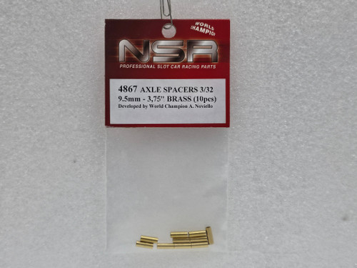 4867 NSR 3/32" Brass Axle Spacers 9.5mm-3.75" (10 Pieces) 1:32 Slot Car Part