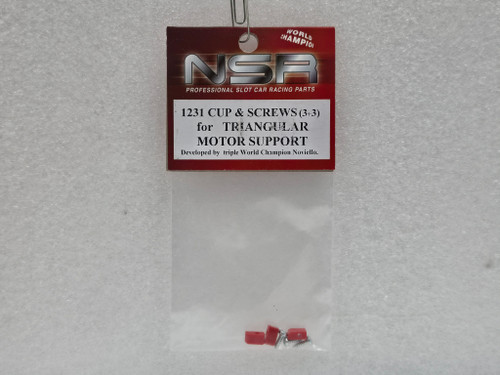 1231 NSR Plastic Cups & Screws for Triangular Motor Support (3+3 Pieces) 1:32 Slot Car Part